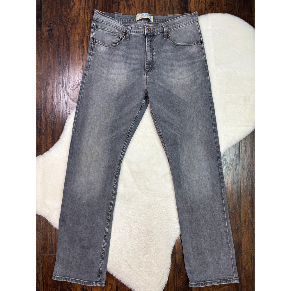 Wrangler Straight Fit Jeans 32x30 Grey Stretch Denim Men